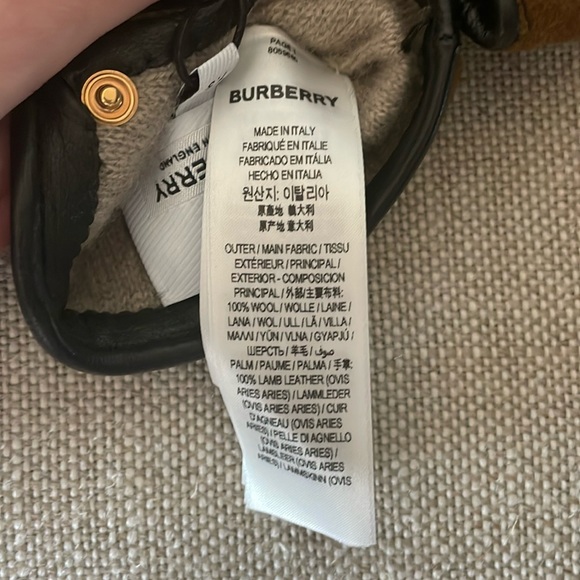 BURBERRY Checked Paneled Wool Gloves with Leather Trim - Size 7.5 - Picture 11 of 15